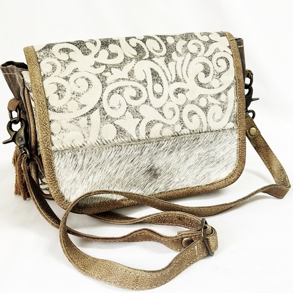 Myra Bag Handbags - MYRA BAG Canvas & Leather Messenger Bag With Removable Strap Size 11”x8.5”